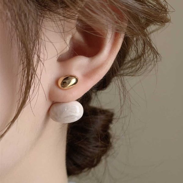 2023 new french elegant gold color bean spliced metal drop earrings for korean fashion jewelry party women's summer accessories, Silver 
2023 new french elegant gold color bean spliced metal drop earrings for korean fashion jewelry party women's summer accessories, Silver