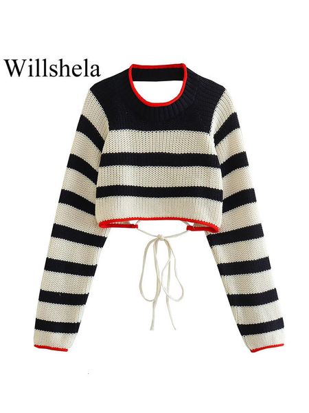women's sweaters willshela women fashion striped backless lace up knitted cropped pullover sweater vintage long sleeves oneck female ch, White;black
women's sweaters willshela women fashion striped backless lace up knitted cropped pullover sweater vintage long sleeves oneck female ch, White;black
