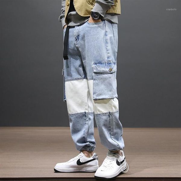 fashion streetwear men jeans loose fit patchwork spliced designer denim cargo pants big pocket wide leg trousers hip hop joggers1264k, Blue
fashion streetwear men jeans loose fit patchwork spliced designer denim cargo pants big pocket wide leg trousers hip hop joggers1264k, Blue