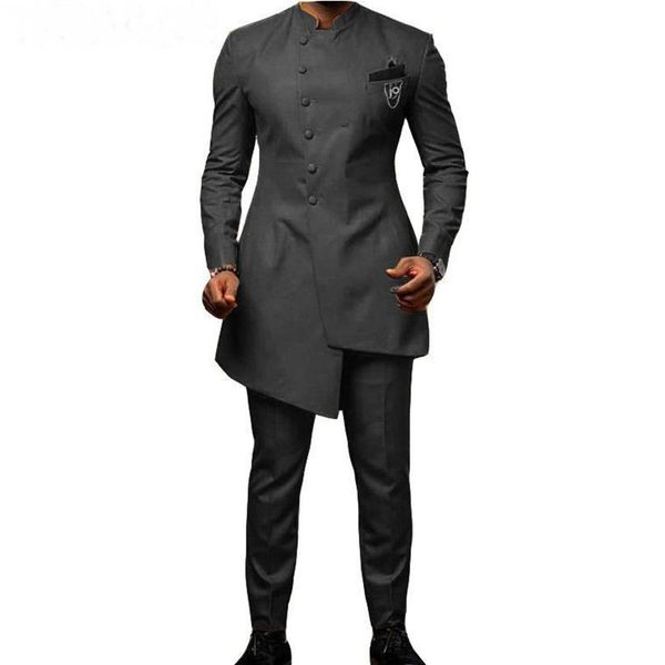 african stand collar men suit 2 piece male dress wedding groom dark grey slim fit business prom party tuxedo man blazer men's241g, White;black
african stand collar men suit 2 piece male dress wedding groom dark grey slim fit business prom party tuxedo man blazer men's241g, White;black