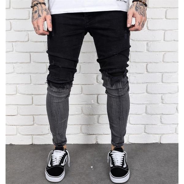 mens casual fashion personality jeans gradient black gray contrast color ripped holes washed denim trousers323s, Blue
mens casual fashion personality jeans gradient black gray contrast color ripped holes washed denim trousers323s, Blue