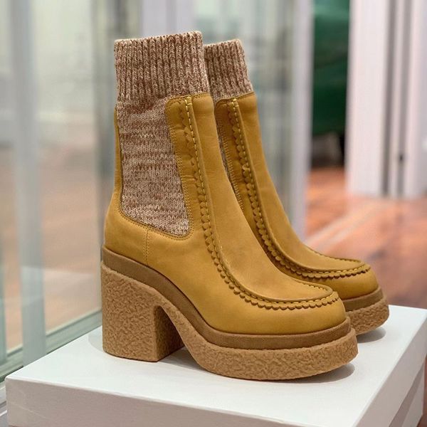 brown leather tall platform ankle boots circular toe block chunky heels booties 100mm sock-style fashion boots women luxury designer runway, Black
brown leather tall platform ankle boots circular toe block chunky heels booties 100mm sock-style fashion boots women luxury designer runway, Black