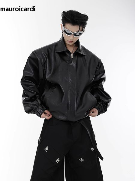 men's jackets mauroicardi autumn cool handsome oversized black silver metal liquid pu leather jacket men shoulder pads luxury designer, Black;brown
men's jackets mauroicardi autumn cool handsome oversized black silver metal liquid pu leather jacket men shoulder pads luxury designer, Black;brown
