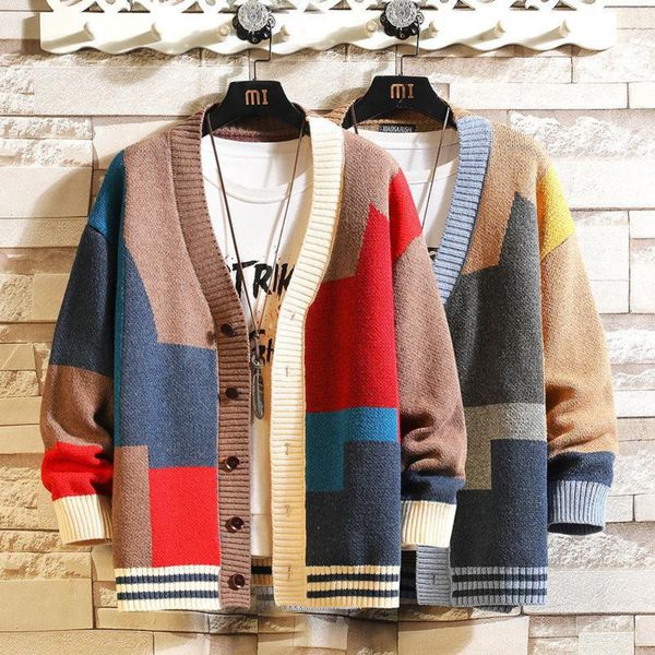 men's sweaters the men's colorful sweater cardigan splicing v-neck knitwear large size jacket 230811, White;black
men's sweaters the men's colorful sweater cardigan splicing v-neck knitwear large size jacket 230811, White;black