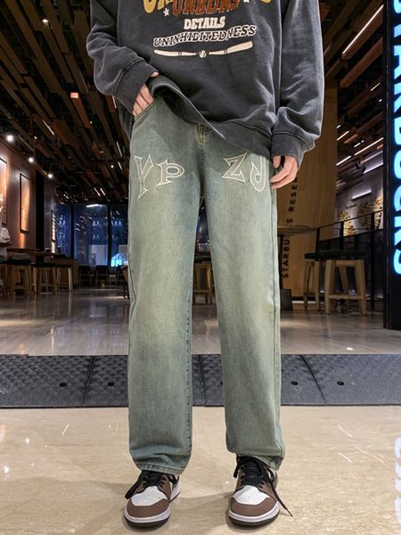 men's jeans american hip hop y2k embroidered male loose straight tube retro old water washed wide leg pants clothing casual 230811, Blue
men's jeans american hip hop y2k embroidered male loose straight tube retro old water washed wide leg pants clothing casual 230811, Blue