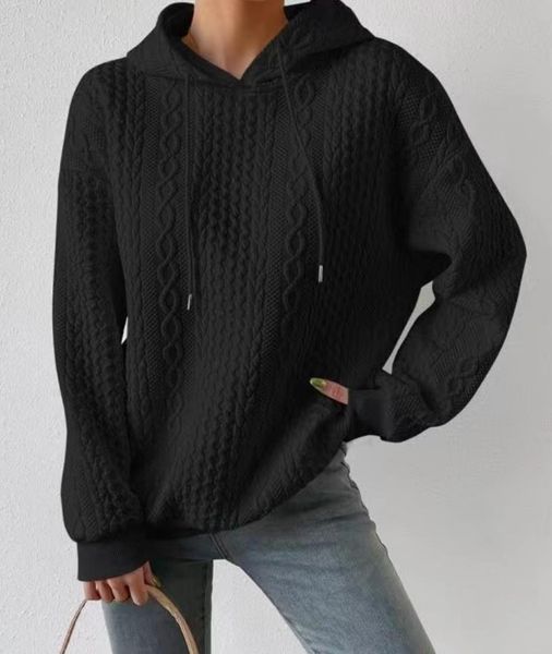women's sweaters 2023 autumn new comfortable loose solid hooded loose long sleeve women's sweater, White;black
women's sweaters 2023 autumn new comfortable loose solid hooded loose long sleeve women's sweater, White;black