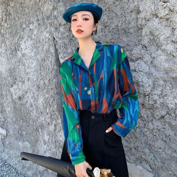 item oil painting retro long sleeved shirt womens style spring and autumn western contrasting color hong kong, White
item oil painting retro long sleeved shirt womens style spring and autumn western contrasting color hong kong, White