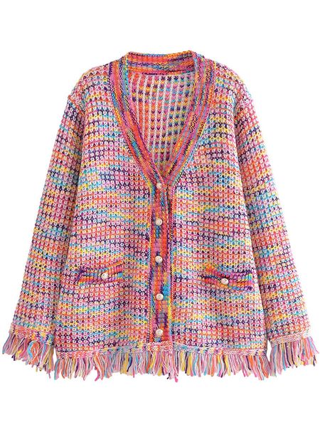 womens sweaters yenkye autumn women vintage oversize rainbow tassel cardigan long sleeve v neck female sweater coat 230811, White;black
womens sweaters yenkye autumn women vintage oversize rainbow tassel cardigan long sleeve v neck female sweater coat 230811, White;black