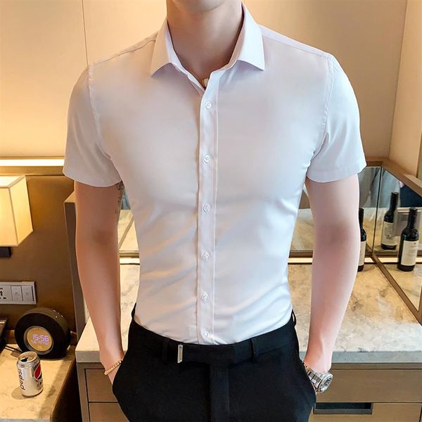 man white dress shirt male black social shirt men's summer pink short sleeve casual button up slim fit chemise homme277f, White;black
man white dress shirt male black social shirt men's summer pink short sleeve casual button up slim fit chemise homme277f, White;black