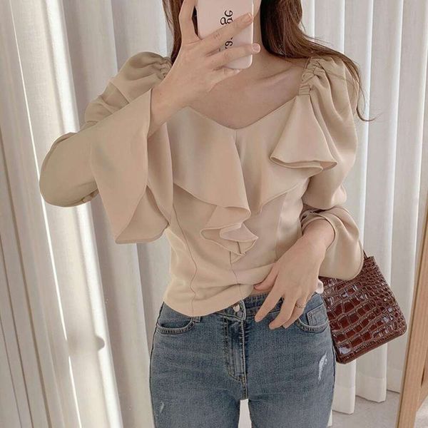 spring and autumn flat fitting long sleeved shirt with french wood ear edge for women a sense of design small, White
spring and autumn flat fitting long sleeved shirt with french wood ear edge for women a sense of design small, White