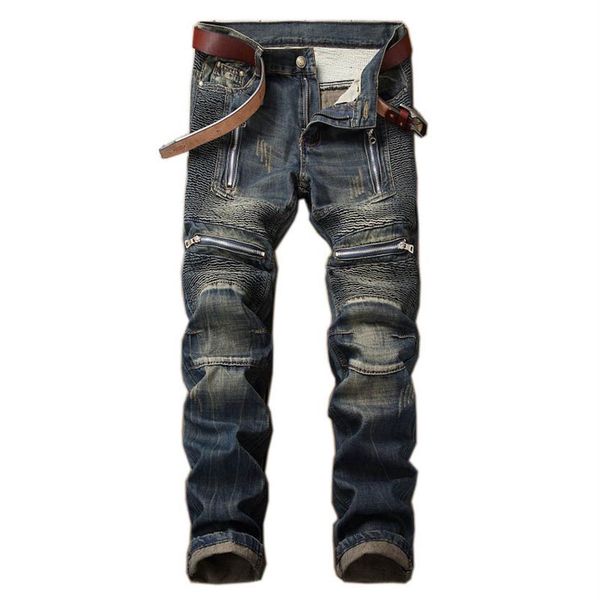 mens biker pleated jeans pants washed zipper motorcycle denim trousers for male washed plus size 29-42307e, Blue
mens biker pleated jeans pants washed zipper motorcycle denim trousers for male washed plus size 29-42307e, Blue