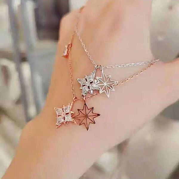 

Designer Rovski luxury top jewelry accessories New Star Snowflake Pendant Necklace for Women's Fashion Personality Crystal Element Starlight Collar Chain