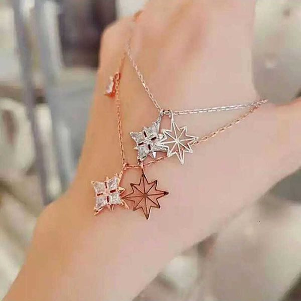 

Designer Rovski luxury top jewelry accessories New Star Snowflake Pendant Necklace for Women's Fashion Personality Crystal Element Starlight Collar Chain