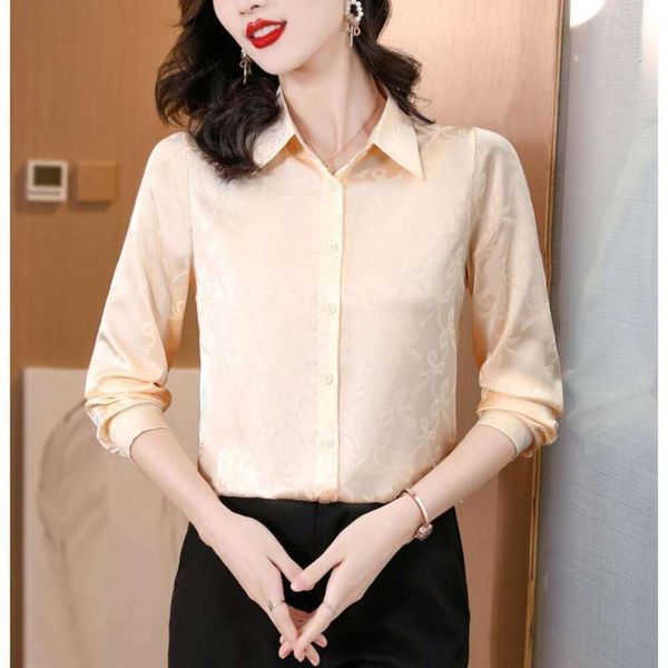 spring and autumn high shirt end brand heavyweight imitation silk womens design long sleeved work clothes, White
spring and autumn high shirt end brand heavyweight imitation silk womens design long sleeved work clothes, White