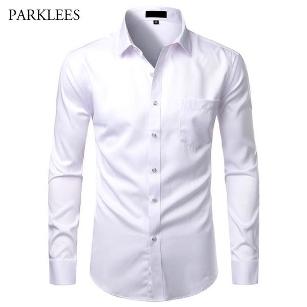 white mens bamboo fiber shirts casual slim fit button up dress shirts men solid soical shirt with pocket formal business camisas3034, White;black
white mens bamboo fiber shirts casual slim fit button up dress shirts men solid soical shirt with pocket formal business camisas3034, White;black