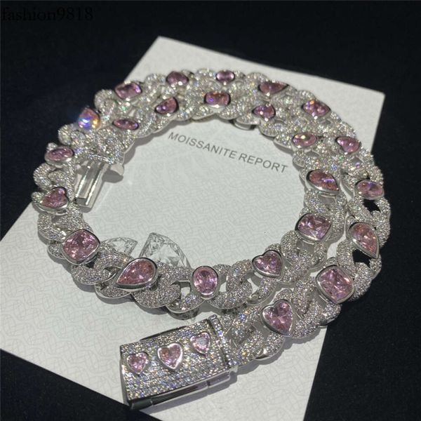 pink heart cubic zirconia cuban link chain sterling sier iced out fine jewelry gold plated cuban bracelet hip hop necklace, Silver
pink heart cubic zirconia cuban link chain sterling sier iced out fine jewelry gold plated cuban bracelet hip hop necklace, Silver