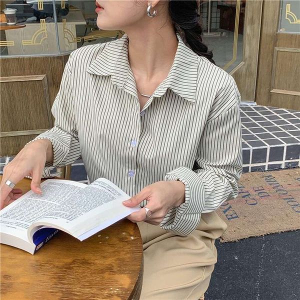 lazy and casual early autumn shirt simple commuting design sense small group loose skinny striped long sleeved for, White
lazy and casual early autumn shirt simple commuting design sense small group loose skinny striped long sleeved for, White