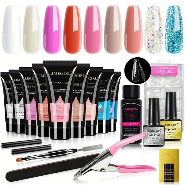 15ml poly nail gel kit - semi-permanent nail extension gel with uv led soak off - diy nail art kit with 12 colors
15ml poly nail gel kit - semi-permanent nail extension gel with uv led soak off - diy nail art kit with 12 colors