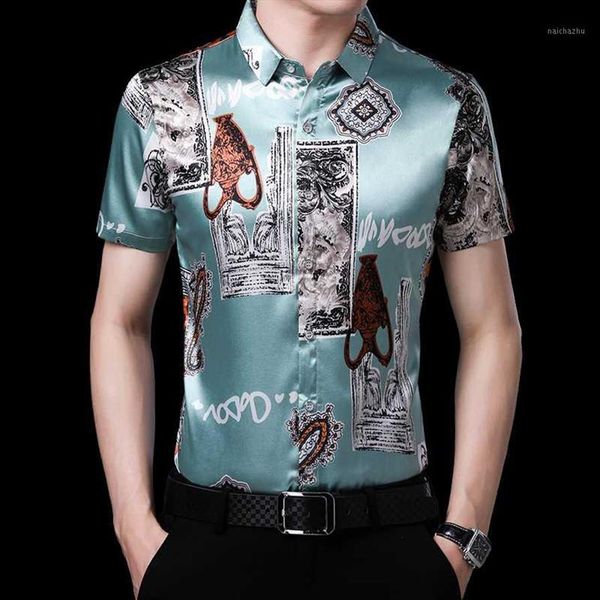 male silk shirt summer floral printed silk clothes fashion man printing satin dress shirts short sleeve1305s, White;black
male silk shirt summer floral printed silk clothes fashion man printing satin dress shirts short sleeve1305s, White;black