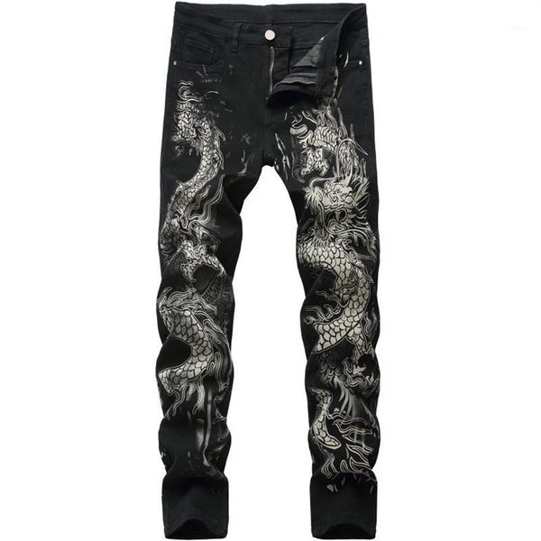 fashion dragon printed jeans design mens denim pants men's original brand casual cotton slim pencil pants male black jean289g, Blue
fashion dragon printed jeans design mens denim pants men's original brand casual cotton slim pencil pants male black jean289g, Blue