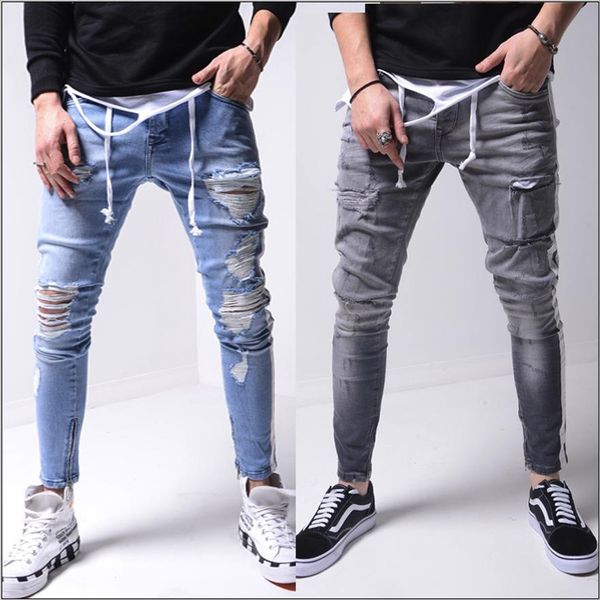 men's jeans mens retro blue gray side stripes hole high street pleated slim stretch long denim hip hop pants pencil for male343g
men's jeans mens retro blue gray side stripes hole high street pleated slim stretch long denim hip hop pants pencil for male343g