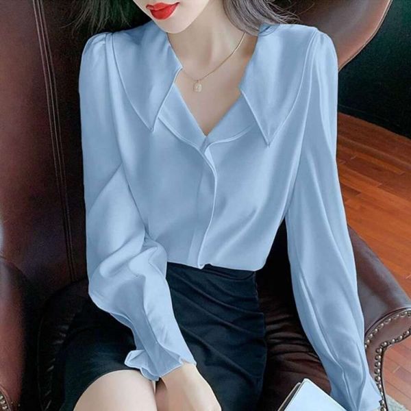chiffon blouse womens long sleeve shirts spring and autumn style korean bubble sleeves chic bottomline shirt, White
chiffon blouse womens long sleeve shirts spring and autumn style korean bubble sleeves chic bottomline shirt, White