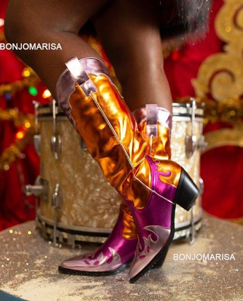 boots bonjomarisa cowboy for women mixed color metallic bling sliver western block heel slip on 2023 autumn winter shoes 230812, Black
boots bonjomarisa cowboy for women mixed color metallic bling sliver western block heel slip on 2023 autumn winter shoes 230812, Black