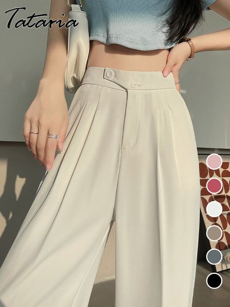 womens pants capris wide office trousers for women high waist white straight stacked with pockets doublebutton classic 230812, Black;white
womens pants capris wide office trousers for women high waist white straight stacked with pockets doublebutton classic 230812, Black;white