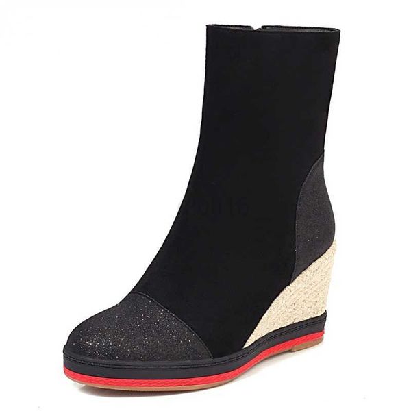 dress shoes 2022 woman ankle boots round toe platform wedges high heels side zipper flock winter new style lady party shoes, Black
dress shoes 2022 woman ankle boots round toe platform wedges high heels side zipper flock winter new style lady party shoes, Black