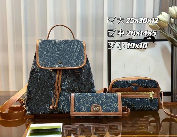 2023 new high-quality combination bag backpack messenger bag clutch three-piece denim classic temperament lady large capacity size in the pi
2023 new high-quality combination bag backpack messenger bag clutch three-piece denim classic temperament lady large capacity size in the pi