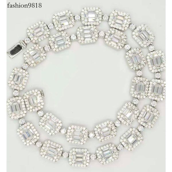 hip hop jewelry 13mm baguette vvs moissanite diamond chain sterling sier cuban chain bracelet, Silver
hip hop jewelry 13mm baguette vvs moissanite diamond chain sterling sier cuban chain bracelet, Silver