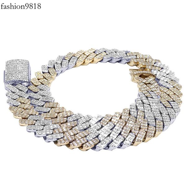 two-color heavy sterling sier gold plated necklace hand setting emerald cut 52ct iced out moissanite cuban link chain, Silver
two-color heavy sterling sier gold plated necklace hand setting emerald cut 52ct iced out moissanite cuban link chain, Silver
