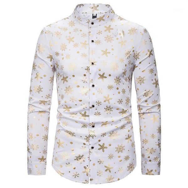 men's casual shirts 2021 snow gold bronzing christmas shirt men long sleeve mandarin collar mens black dress xmas party prom 230s, White;black
men's casual shirts 2021 snow gold bronzing christmas shirt men long sleeve mandarin collar mens black dress xmas party prom 230s, White;black
