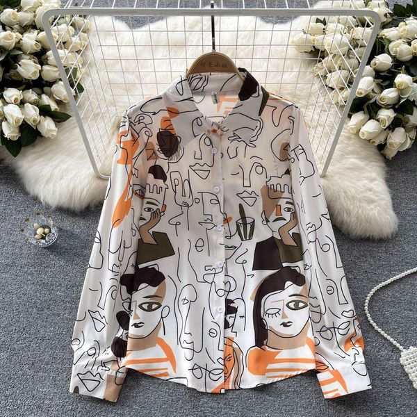 wind ins printed shirt for women spring and autumn style temperament long sleeved design niche fashion, White
wind ins printed shirt for women spring and autumn style temperament long sleeved design niche fashion, White