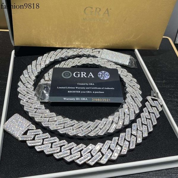 15mm 20mm sterling sier hip hop ice out baguette vvs moissanite chain cuban, Silver
15mm 20mm sterling sier hip hop ice out baguette vvs moissanite chain cuban, Silver