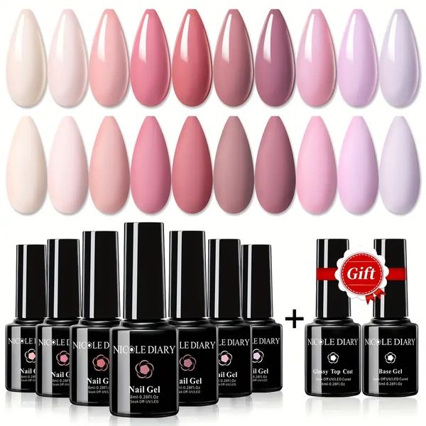 10 colors nude pink gel nail polish set - diy manicure kit with soak off, glossy coat, and base coat - perfect gift for women - easy to use
10 colors nude pink gel nail polish set - diy manicure kit with soak off, glossy coat, and base coat - perfect gift for women - easy to use