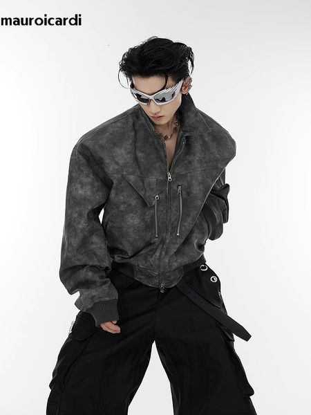 men's jackets mauroicardi autumn cool handsome short pink gradient faux suede leather jacket men shoulder pads luxury designer clothing, Black;brown
men's jackets mauroicardi autumn cool handsome short pink gradient faux suede leather jacket men shoulder pads luxury designer clothing, Black;brown