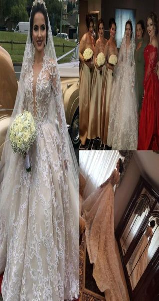 full lace ball gown wedding dresses plus size deep v neck bridal gowns with long sleeves for fall4341977, White
full lace ball gown wedding dresses plus size deep v neck bridal gowns with long sleeves for fall4341977, White