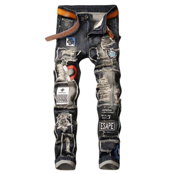 new jeans chino pants pant men's trousers stretch close-fitting slacks washed straight skinny embroidery patchwork ripped men307h, Blue
new jeans chino pants pant men's trousers stretch close-fitting slacks washed straight skinny embroidery patchwork ripped men307h, Blue