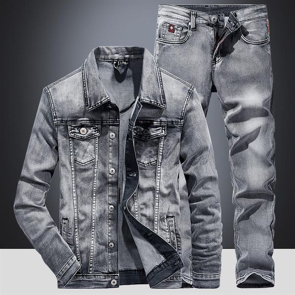 business casual 2pcs men's pant sets simple design long sleeve denim jacket and jeans spring autumn slim-fit stretch male clo265z, Gray
business casual 2pcs men's pant sets simple design long sleeve denim jacket and jeans spring autumn slim-fit stretch male clo265z, Gray