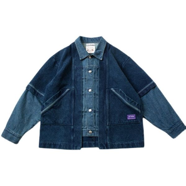 men's jackets blue dyed kendo fabric fake two piece denim patchwork jacket for men loose cpwy coat male 230811, Black;brown
men's jackets blue dyed kendo fabric fake two piece denim patchwork jacket for men loose cpwy coat male 230811, Black;brown