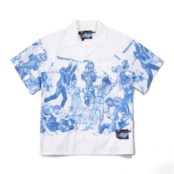 men's casual shirts summer shirt fw16 chrise chemin the important ones short sleeve camp collar high version fashion styl271f, White;black 
men's casual shirts summer shirt fw16 chrise chemin the important ones short sleeve camp collar high version fashion styl271f, White;black