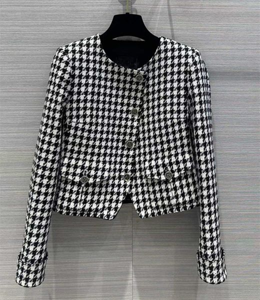 european and american women's clothing 2023 autumn new round neck long sleeve plaid single breasted fashion the tweed jacket, Black
european and american women's clothing 2023 autumn new round neck long sleeve plaid single breasted fashion the tweed jacket, Black