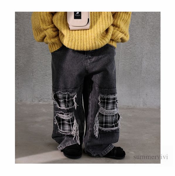 fashion boys hole jeans kids splicing plaid loose denim pants 2023 autumn children all-matching casual clothes z3488v, Blue
fashion boys hole jeans kids splicing plaid loose denim pants 2023 autumn children all-matching casual clothes z3488v, Blue