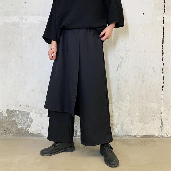 men's pants men elastic waist splice loose casual wide leg skirt male japan kimono streetwear hip hop punk gothic harem trous309r, Black
men's pants men elastic waist splice loose casual wide leg skirt male japan kimono streetwear hip hop punk gothic harem trous309r, Black