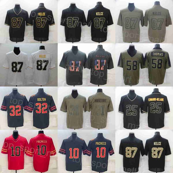 man football 10 isiah pacheco jerseys 25 clyde edwards-helaire 32 nick bolton 87 travis kelce 58 derrick thomas vintage olive salute to serv, Black;red
man football 10 isiah pacheco jerseys 25 clyde edwards-helaire 32 nick bolton 87 travis kelce 58 derrick thomas vintage olive salute to serv, Black;red