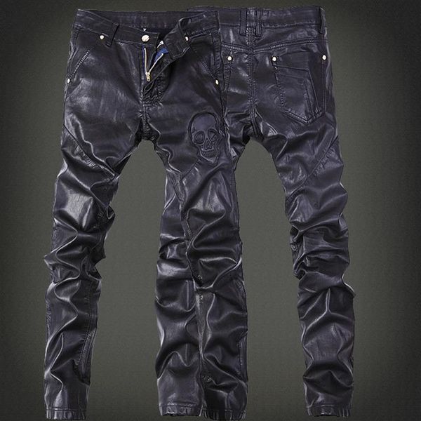 autumn and winter black leather pants show men's fashion locomotive jeans268z, Blue
autumn and winter black leather pants show men's fashion locomotive jeans268z, Blue