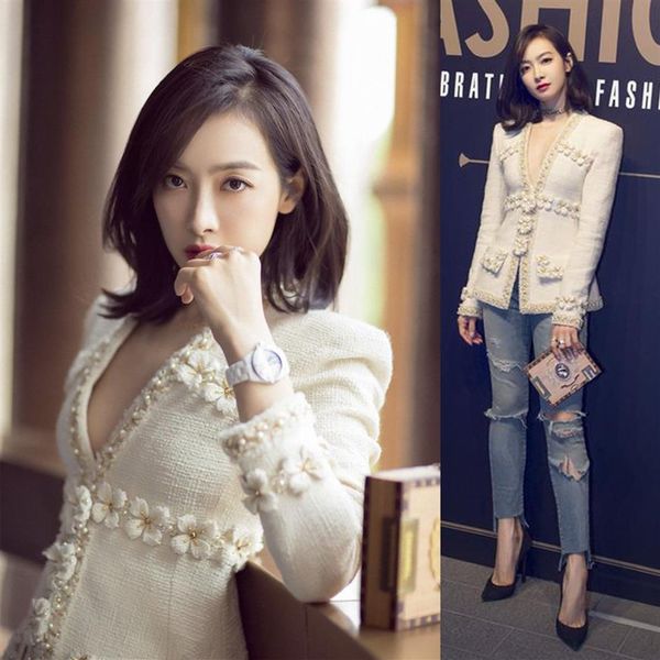 autumn new women's v-neck beading 3d flower embroidery long sleeve slim waist tweed woolen ol coat casacos plus size s m l242h, Black;brown
autumn new women's v-neck beading 3d flower embroidery long sleeve slim waist tweed woolen ol coat casacos plus size s m l242h, Black;brown