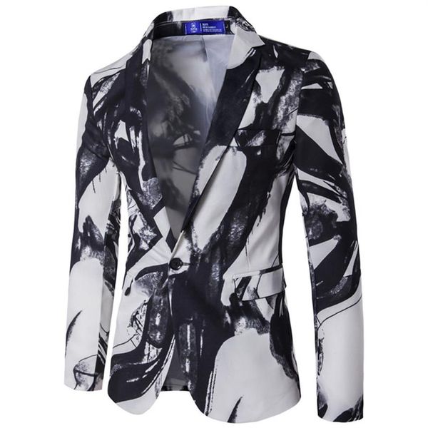 male suit blazer single button printed mens blazer jacket chinese style ink painting vintage suits luxury formal dress298d, White;black
male suit blazer single button printed mens blazer jacket chinese style ink painting vintage suits luxury formal dress298d, White;black