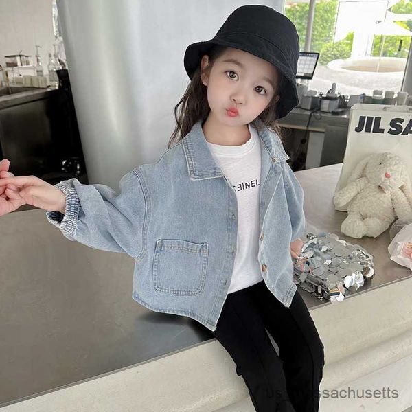jackets spring autumn girls' denim overcoat 2023 new children's casual loose light blue single-breasted sleeve jackets r230812, Blue;gray
jackets spring autumn girls' denim overcoat 2023 new children's casual loose light blue single-breasted sleeve jackets r230812, Blue;gray